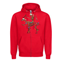 Red skeleton deer santa Zipper Hoodie - FaDigitalArtStudio