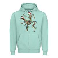 Seafoam skeleton deer santa Zipper Hoodie - FaDigitalArtStudio