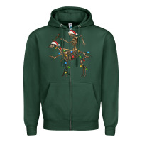 Sports Green skeleton deer santa Zipper Hoodie - FaDigitalArtStudio