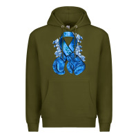 Army Green Blue ribbon with boxing gloves Premium Hoodie - NancyCooperArtShop