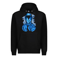 Black Blue ribbon with boxing gloves Premium Hoodie - NancyCooperArtShop