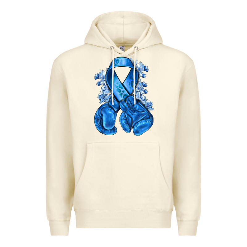 Blue Ribbon With Boxing Gloves Premium Hoodie by NancyCooperArtShop | Teevron