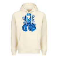 Sandshell Blue ribbon with boxing gloves Premium Hoodie - NancyCooperArtShop