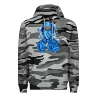 Slate Camo Blue ribbon with boxing gloves Premium Hoodie - NancyCooperArtShop