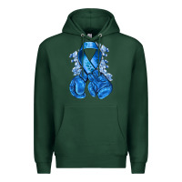Sports Green Blue ribbon with boxing gloves Premium Hoodie - NancyCooperArtShop