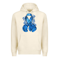 Tofu Blue ribbon with boxing gloves Premium Hoodie - NancyCooperArtShop