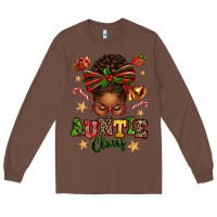 Chestnut Auntie Claus Afro Messy Bun Long Sleeve Tee - texasbilliewilder