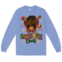 Colony Blue Auntie Claus Afro Messy Bun Long Sleeve Tee - texasbilliewilder