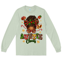 Matcha Auntie Claus Afro Messy Bun Long Sleeve Tee - texasbilliewilder