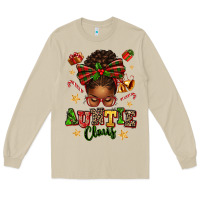 Mushroom Auntie Claus Afro Messy Bun Long Sleeve Tee - texasbilliewilder