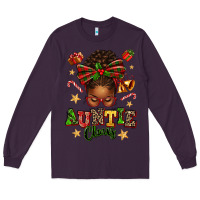 Plum Auntie Claus Afro Messy Bun Long Sleeve Tee - texasbilliewilder