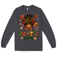 Smoke Auntie Claus Afro Messy Bun Long Sleeve Tee - texasbilliewilder