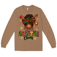 Toasted Coconut Auntie Claus Afro Messy Bun Long Sleeve Tee - texasbilliewilder