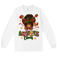 White Auntie Claus Afro Messy Bun Long Sleeve Tee - texasbilliewilder