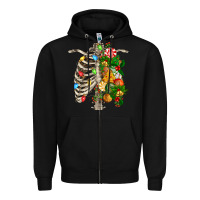 Black skeleton chest christmas Zipper Hoodie - FaDigitalArtStudio