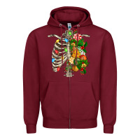 Burgundy skeleton chest christmas Zipper Hoodie - FaDigitalArtStudio