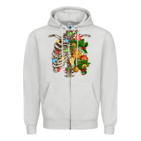Dove Grey skeleton chest christmas Zipper Hoodie - FaDigitalArtStudio