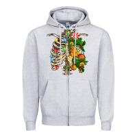 Heather Grey skeleton chest christmas Zipper Hoodie - FaDigitalArtStudio