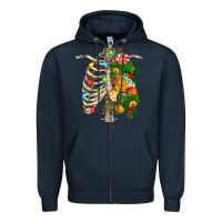 Navy skeleton chest christmas Zipper Hoodie - FaDigitalArtStudio
