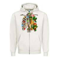 Oatmeal Heather skeleton chest christmas Zipper Hoodie - FaDigitalArtStudio