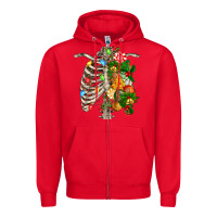 Red skeleton chest christmas Zipper Hoodie - FaDigitalArtStudio