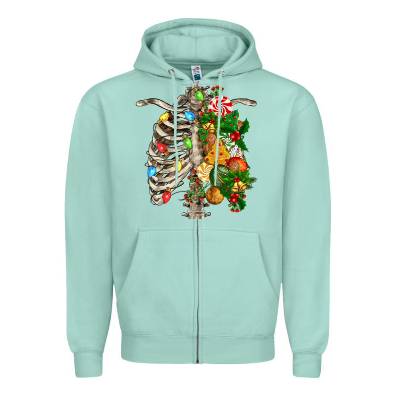 Skeleton Chest Christmas Zipper Hoodie by FaDigitalArtStudio | Teevron