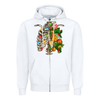 White skeleton chest christmas Zipper Hoodie - FaDigitalArtStudio
