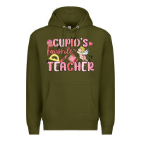 Army Green cupid's favorite teacher Premium Hoodie - MaliasSmallBusiness