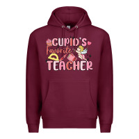 Burgundy cupid's favorite teacher Premium Hoodie - MaliasSmallBusiness
