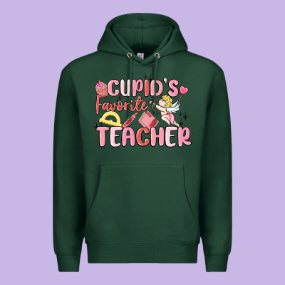 Cupid's Favorite Teacher Premium Hoodie Designed By Maliassmallbusiness