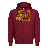 Burgundy hello pumpkin season Zipper Hoodie - RacoonDesign