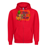 Red hello pumpkin season Zipper Hoodie - RacoonDesign