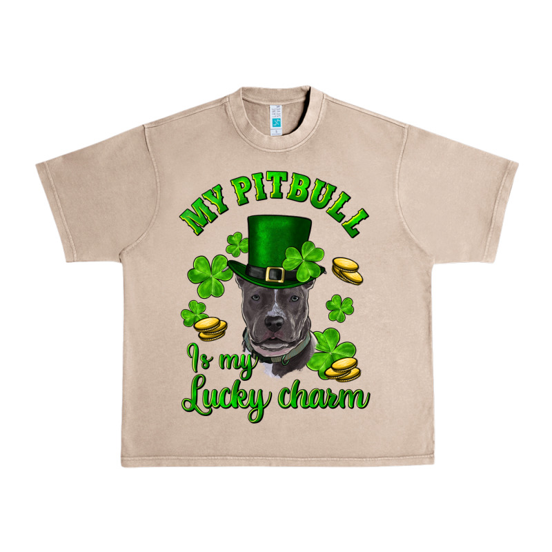 St. Patrick's Day My Pitbull Is My Lucky Charm With Hat Urban Heavy Tee by RanaPortraitStore | Teevron