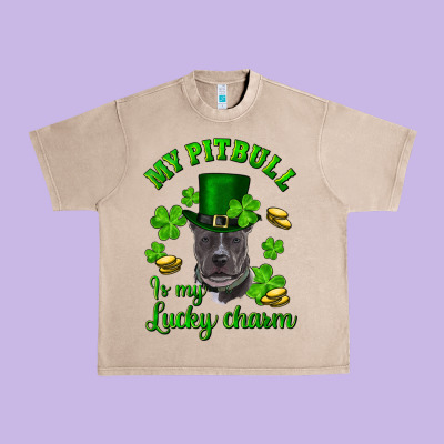 St. Patrick's Day My Pitbull Is My Lucky Charm With Hat Urban Heavy Tee Designed By Ranaportraitstore