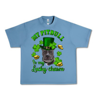 Pebble Blue St. Patrick's Day My Pitbull Is My Lucky Charm With Hat Urban Heavy Tee - RanaPortraitStore
