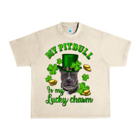 Sandshell St. Patrick's Day My Pitbull Is My Lucky Charm With Hat Urban Heavy Tee - RanaPortraitStore
