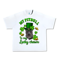 White St. Patrick's Day My Pitbull Is My Lucky Charm With Hat Urban Heavy Tee - RanaPortraitStore