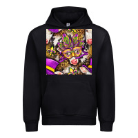 Black Mardi Gras cow with carnival mask seamless pattern Urban Hoodie - BundleAndBundleShop