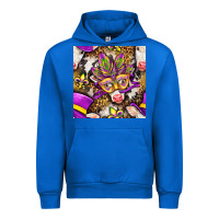 Cobalt Mardi Gras cow with carnival mask seamless pattern Urban Hoodie - BundleAndBundleShop