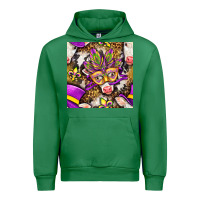Emerald Mardi Gras cow with carnival mask seamless pattern Urban Hoodie - BundleAndBundleShop