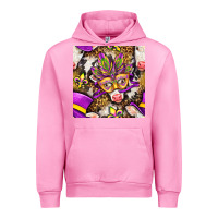 Fuchsia Pink Mardi Gras cow with carnival mask seamless pattern Urban Hoodie - BundleAndBundleShop