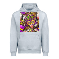 Heather Grey Mardi Gras cow with carnival mask seamless pattern Urban Hoodie - BundleAndBundleShop