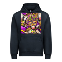 Navy Mardi Gras cow with carnival mask seamless pattern Urban Hoodie - BundleAndBundleShop