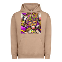 Pigment Burro Mardi Gras cow with carnival mask seamless pattern Urban Hoodie - BundleAndBundleShop