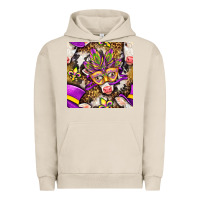 Pigment French Oak Mardi Gras cow with carnival mask seamless pattern Urban Hoodie - BundleAndBundleShop