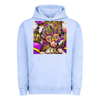 Pigment Grape Ice Mardi Gras cow with carnival mask seamless pattern Urban Hoodie - BundleAndBundleShop