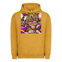 Pigment Peanut Butter Mardi Gras cow with carnival mask seamless pattern Urban Hoodie - BundleAndBundleShop
