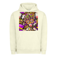 Pigment Pistachio Mardi Gras cow with carnival mask seamless pattern Urban Hoodie - BundleAndBundleShop