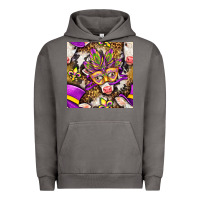 Pigment Tornado Mardi Gras cow with carnival mask seamless pattern Urban Hoodie - BundleAndBundleShop