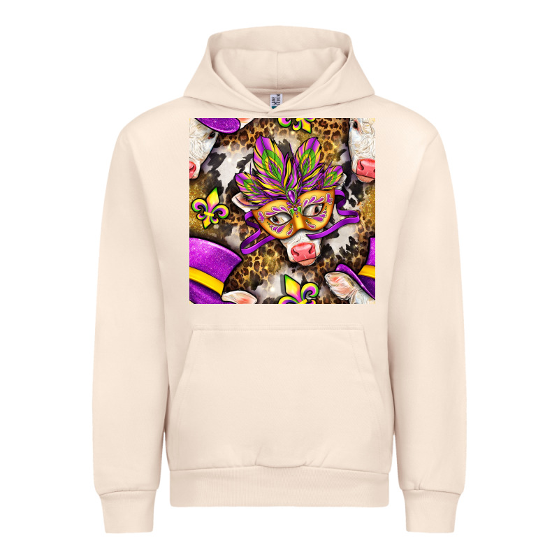 Mardi Gras Cow With Carnival Mask Seamless Pattern Urban Hoodie by BundleAndBundleShop | Teevron
